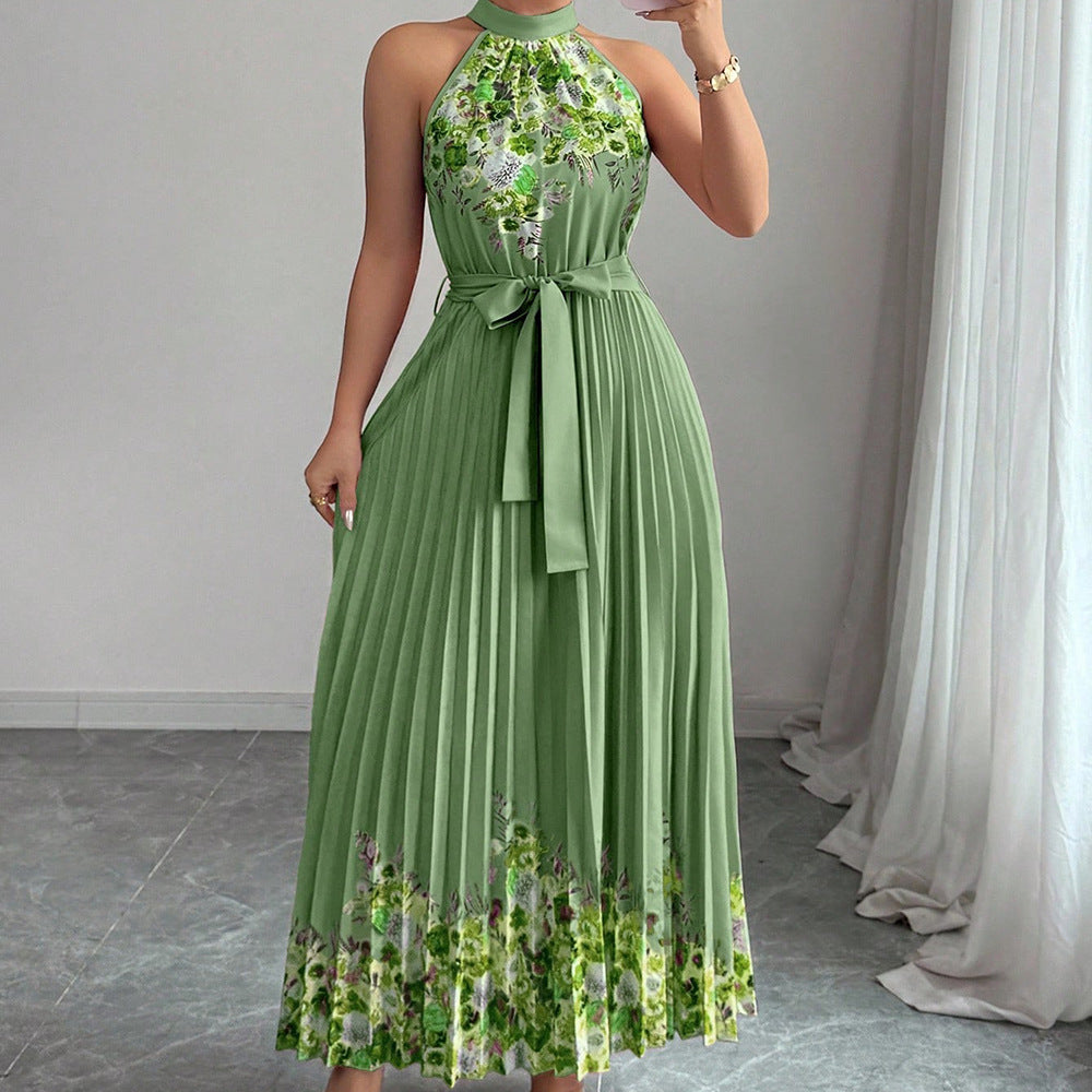 Women's Fashionable Printed Pleated Dress