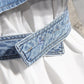 Irregular denim vest puff sleeve shirt