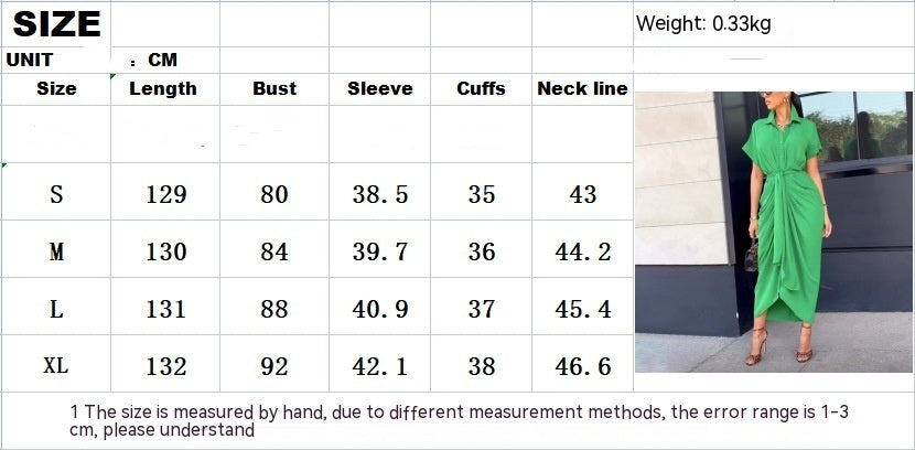 Robe pour femme, nouvelle robe élégante à col polo, mi-longue, manches courtes, simple boutonnage, taille haute