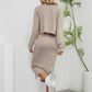Fashionable Knitted Split Tube Top Suit