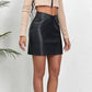 Jupe en cuir PU pour femme, taille en V, nombril exposé