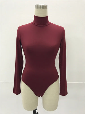 Combinaison slim à manches longues et col haut pour femme, 12 couleurs, la plus vendue, pour l'hiver 