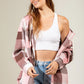Women's Brushed Woolen Long-sleeved Hooded Shirt Plaid Coat