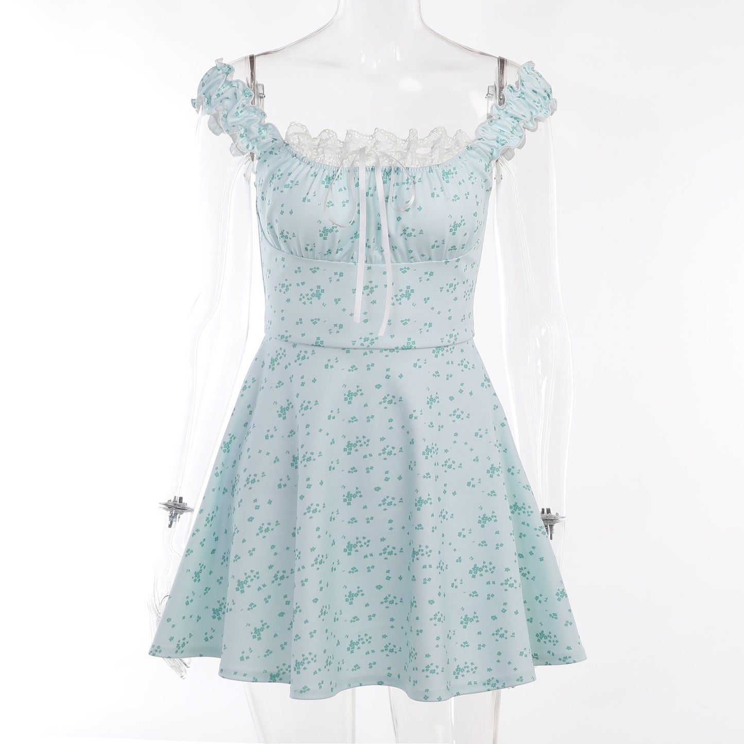 Waist-tight Women's Floral Strap Lace Edge Dress