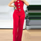Women's Stitching Asymmetric Hem Jumpsuit