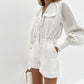 Combinaison ample en coton flammé blanc tendance pour femme