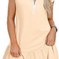 Women's Short Sleeve Polo Collar Zipper Waist Dress