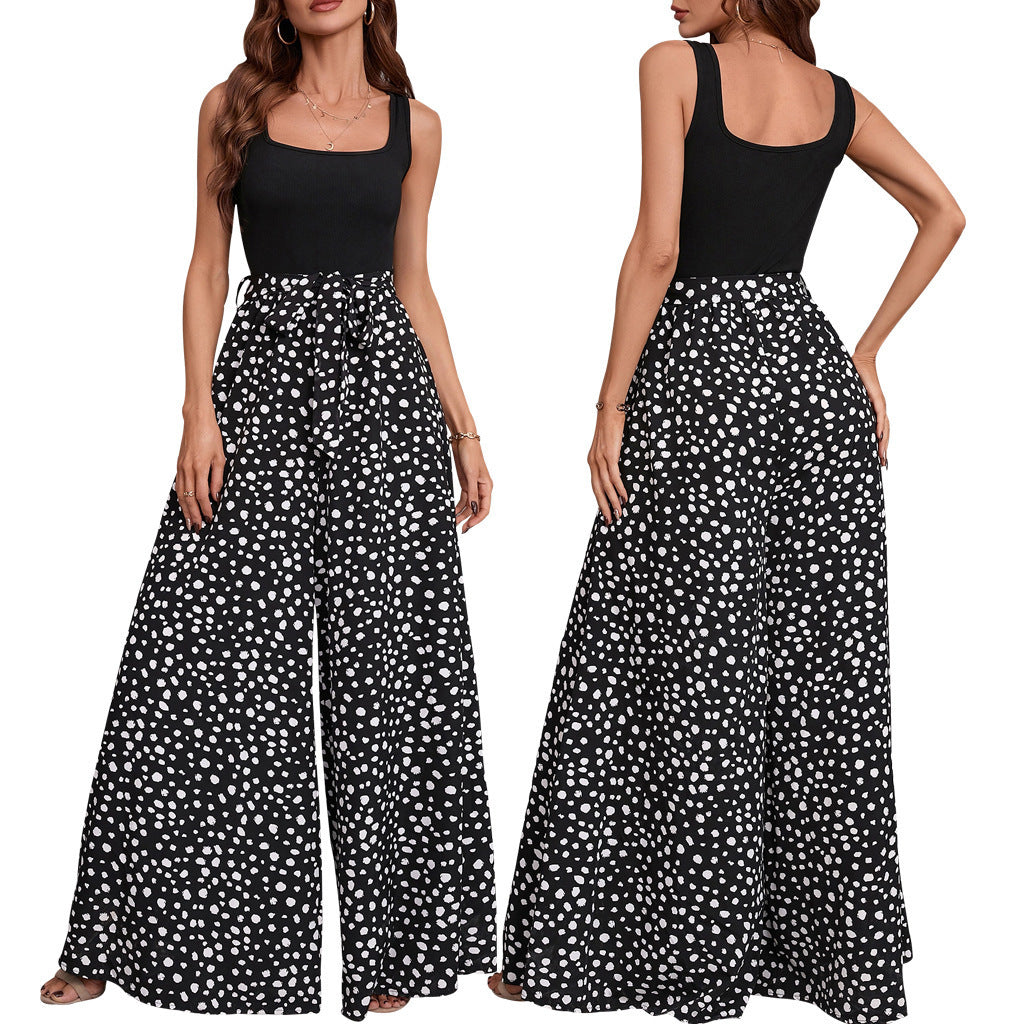 Pantalon amincissant cintré à pois colorés pour femme