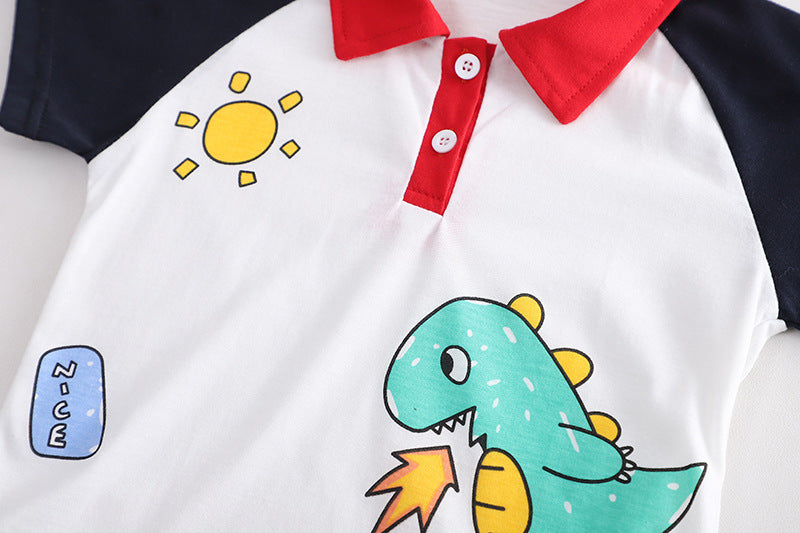 Summer Boys' Denim Short-sleeved Overalls Suit