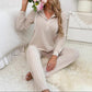 Fashion Sunken Stripe Brushed Long Sleeve Hooded Suits Women