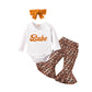 Printed Romper And Leopard-print Flared Trousers