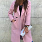 Woolen coat with button pocket and collar