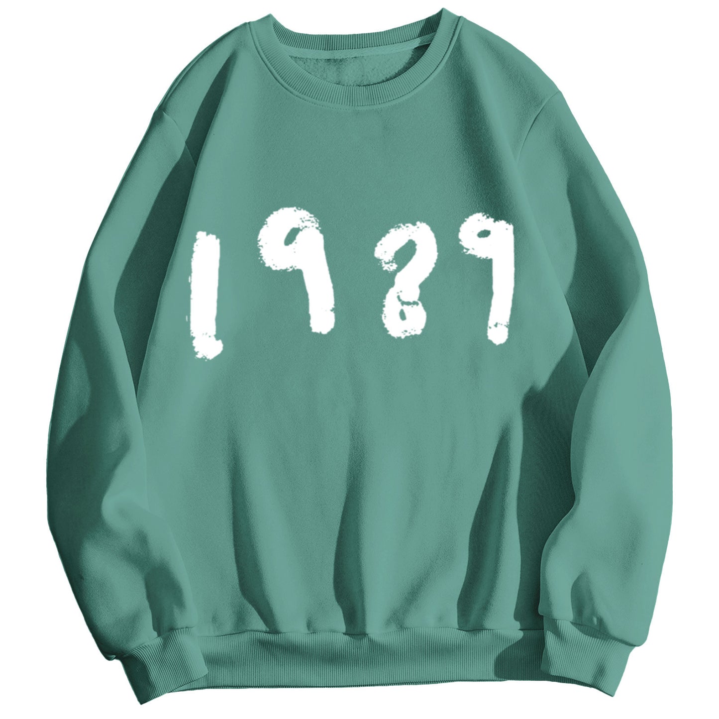 Pull décontracté à manches longues et col rond, style 1989