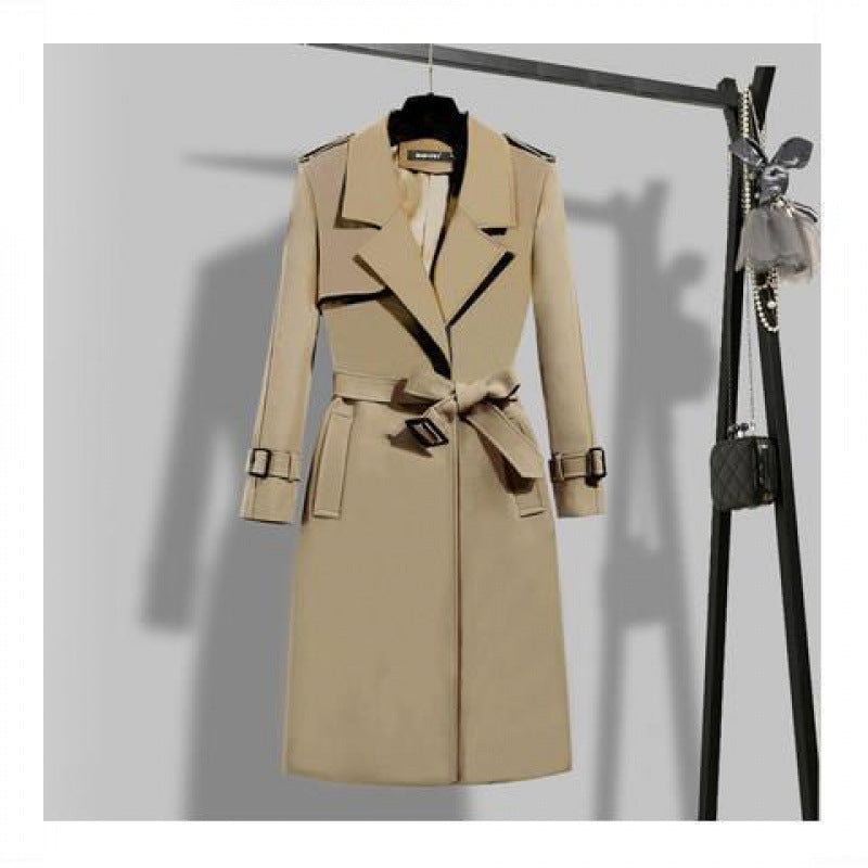 Trench-coat mi-long élégant et ajusté à la taille