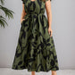 Floral Flutter-Sleeve Drawstring-Waist Maxi Midi Slimming Dress
