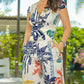 Palm Tree Print Short Sleeve Tight Jumpsuit