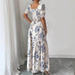 New Printed Square Neck Short Sleeve Skirt Set