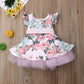 Flower-sleeved gauze dress