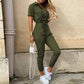 Women's leopard stitching jumpsuit