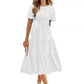 Robe de vacances à smocks et col rond, printemps et été