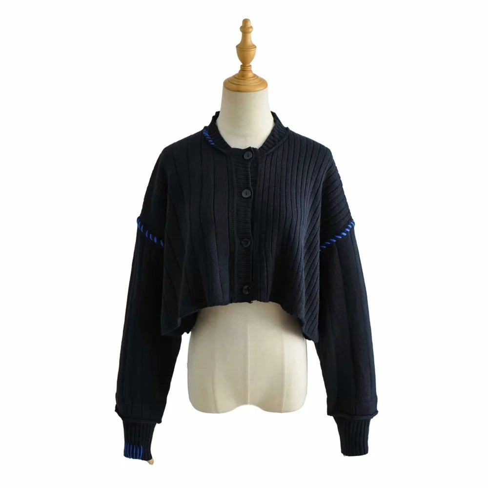 Single-breasted High-waist Long-sleeved Knitted Sweater Coat