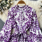 Single-breasted Ruffled Printed Dress