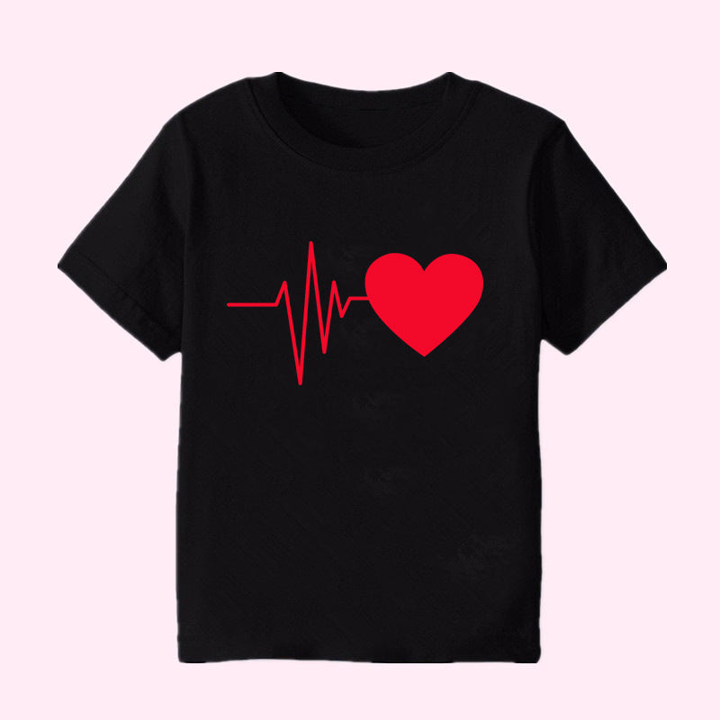 Cute heartbeat short sleeve T-shirt