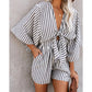 New V-Neck Wide Loose Jumpsuit For Women At Home And Holiday Style Jumpsuit