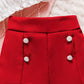 Red Button Shorts Bow Accessory Cute Style