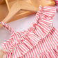 Girls' Striped Spaghetti Straps Tops And Shorts
