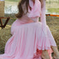 Solid Color Double Layer Ruffle Sleeves Maxi Dress