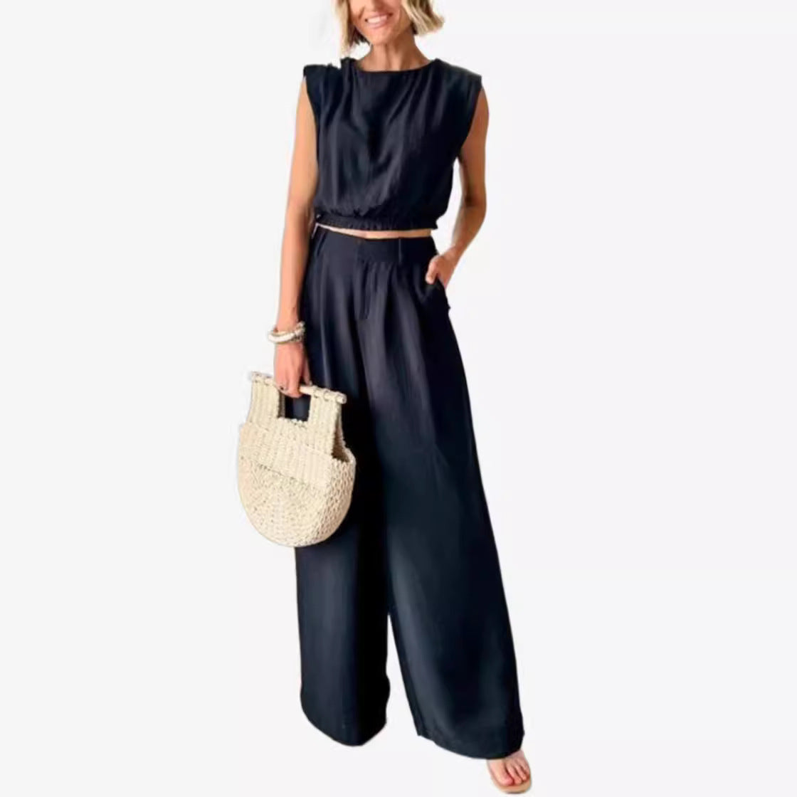 Ensemble pantalon et poche supérieure pour femme