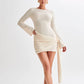 Robe moulante à manches longues, style Y2K, sexy, moulante, en V, dos nu, courte, vêtements pour femmes