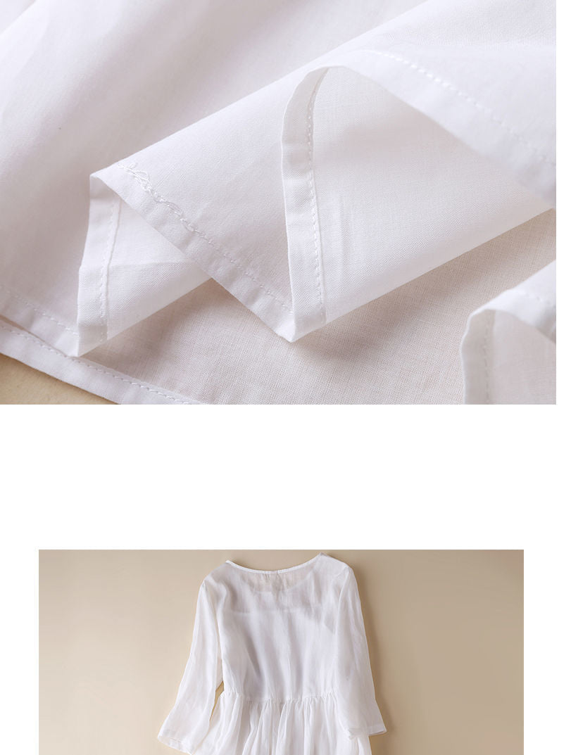 Literary Retro Ethnic Embroidery Dress Temperament