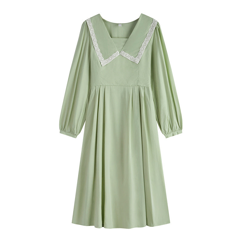 Robe à col princesse pour femme, coupe trapèze, taille haute, style printemps, petite jupe longue