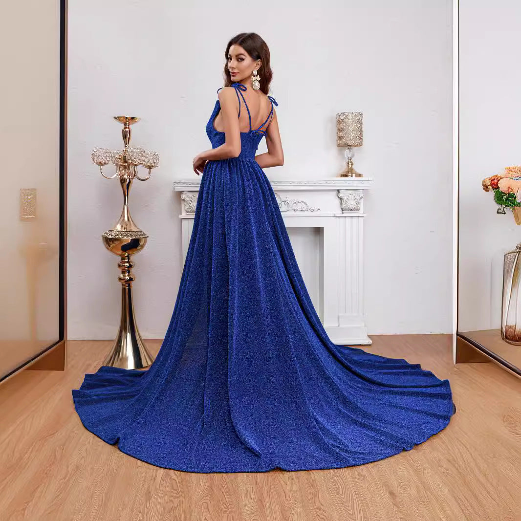 Tube Top Sequins Split Expansion Skirt Dress
