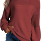 Solid Color Lantern Sleeve Pullover Round Neck Sweater