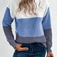 Pullover Knitted Sweater Fashion Round Neck Splicing Knitwear Loose Top Women's Clothing