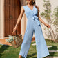 Ruffled Sleeveless High Waist Slim Fit Cotton Jumpsuit