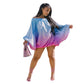 Robe courte imprimée à épaules dénudées et manches chauve-souris en polyester pour femme