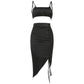Drawstring Side Slit Skirt Sling Tube Top Two-piece Female
