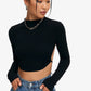 Crop top uni à nouer et dos nu avec ourlet incurvé