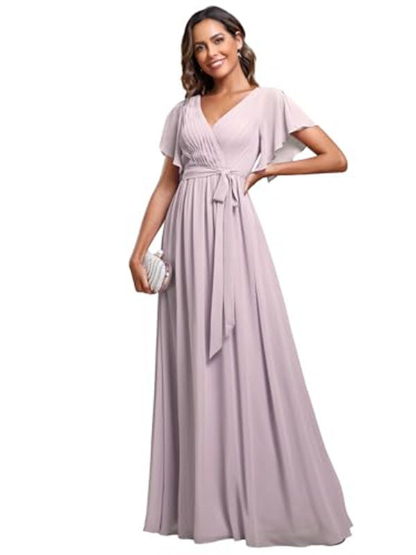 V-neck Chiffon Dress Women