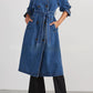 Women's Windbreaker Denim Cotton Double Pocket Long