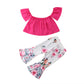 Ensemble 2 pièces chemisier asymétrique à manches volantées et pantalon fleuri pour fille