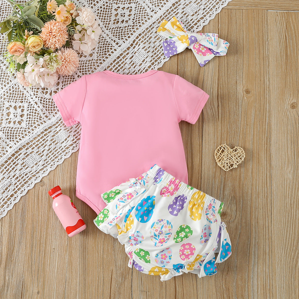 Ensemble short d'été à manches courtes pour bébé fille en PP Kazakhstan