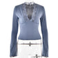 Bottoming Shirt Long Sleeve Slim Fit V-neck Stitching Lace Lace-collared Blouse