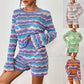 Stitching Home Knitwear Loose Color Round Neck Striped Sweater For Women