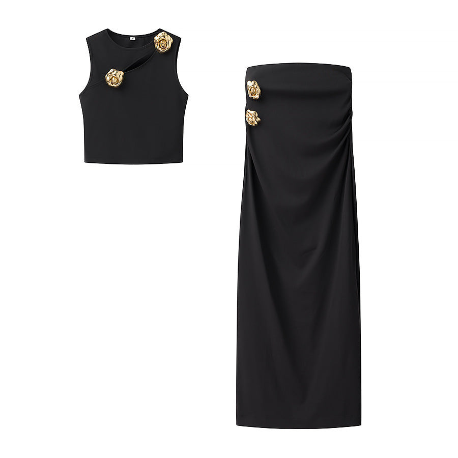 Hanging Collar Vest Top Straight-leg Trousers Casual