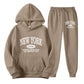 European And American Men's Hoodie Sweater Suit Fashion Printed Two-piece Suit